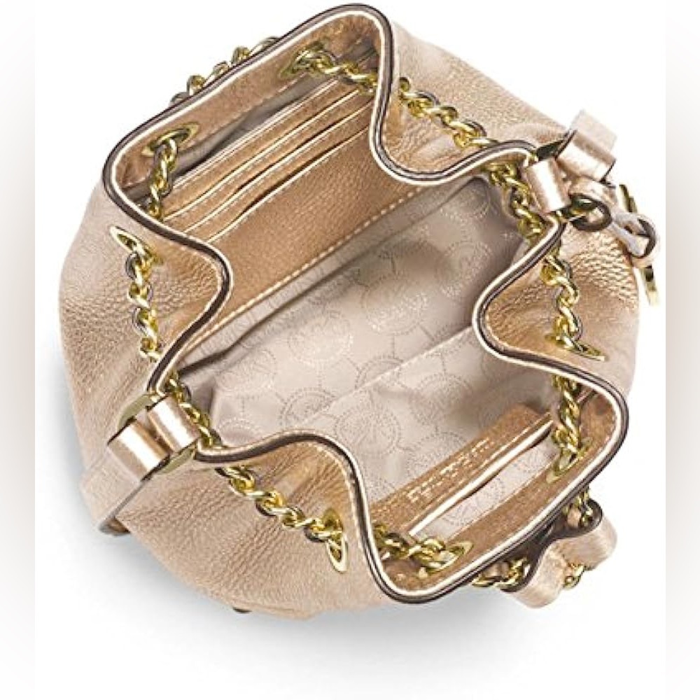 NWT Michael Michael Kors Frankie Drawstring Crossbody Bag in Pale Gold - Picture 3 of 7